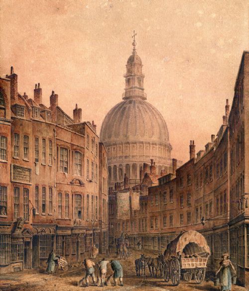 Signed T Girtin Original 1800 English Antique Watercolour Painting St. Paul's Cathedral St. Martin's-le-grand London Historical Cityscape
