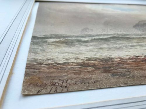 fig 1. Harry Williams Signed 1877 Original 19th Century English Antique Painting Watergate Bay, North Cornwall, England
