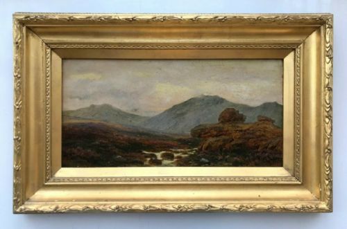 Edgar Longstaffe Signed English School Original Antique Oil Painting on Board Great Links Tor Dartmoor North Devon England