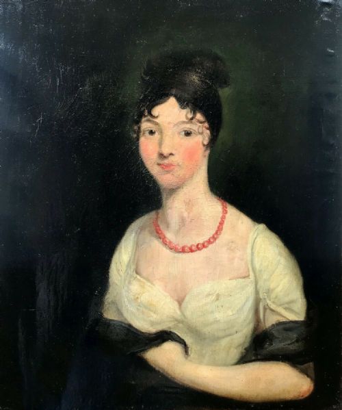 Original Late18th Century Antique Georgian Oil Painting on Canvas Female Portrait of the Mistress of Jamaica Chief Justice by Repute