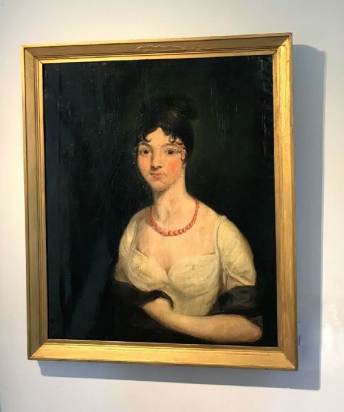 fig 1. Original Late18th Century Antique Georgian Oil Painting on Canvas Female Portrait of the Mistress of Jamaica Chief Justice by Repute