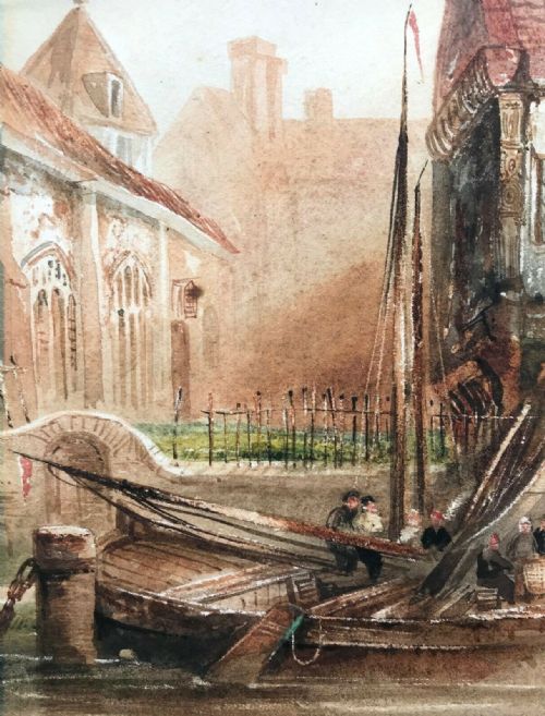 Joseph Newington Carter Signed 1862 Original 19th Century Antique Watercolour Painting York River Foss Yorkshire Landscape