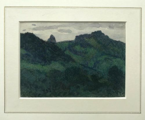 Monogram Rg Signed Original Antique Watercolour Painting Landscape Mountain Landscape