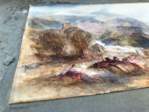 fig 1. Circle of JMW Turner Original Antique Watercolour Painting Mountain Landscape