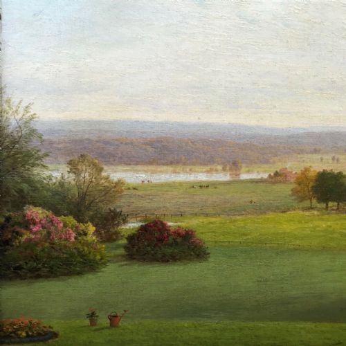 fig 1. Alfred Walter Williams Signed 1890 Original 19th Century Antique Oil Painting Country House Garden Landscape
