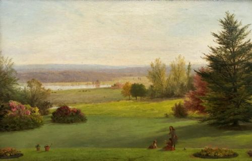 fig 2. Alfred Walter Williams Signed 1890 Original 19th Century Antique Oil Painting Country House Garden Landscape