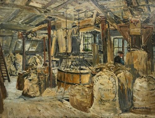Arthur W Newsholme Original C19th Antique Oil Painting on Board Harrogate Mill Yorkshire Landscape