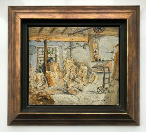 Arthur Newsholme Original Antique Oil Painting Inside Killinghall Mill Harrogate Yorkshire Landscape