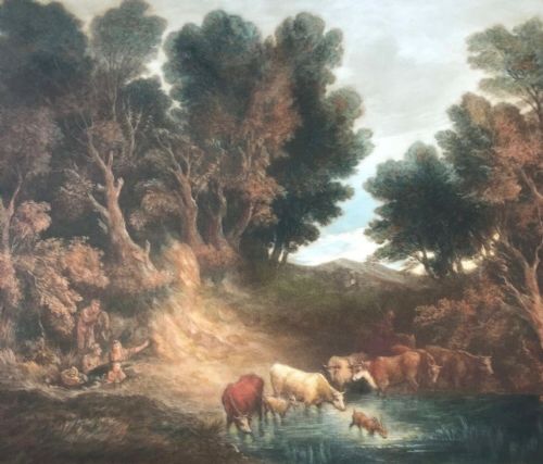 Will Henderson Original Pencil Signed Blind Stamped Artist Proof Mezzotint Classical Landscape Cattle & Trees
