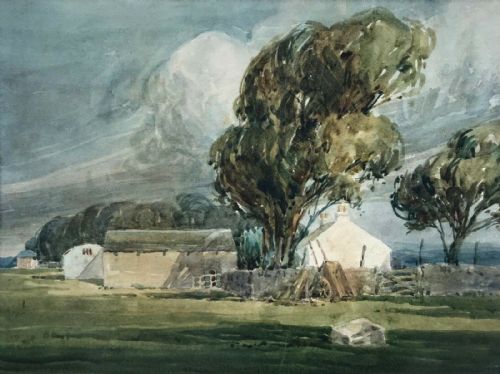 fig 1. Signed Percy Lloyd Original Antique Watercolour Painting Countryside Landscape