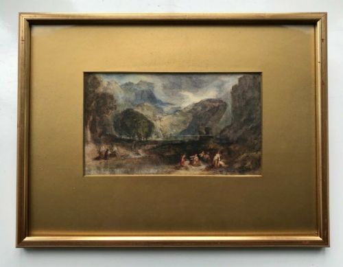 fig 1. Circle of JMW Turner Original Antique Watercolour Painting Mountain Landscape