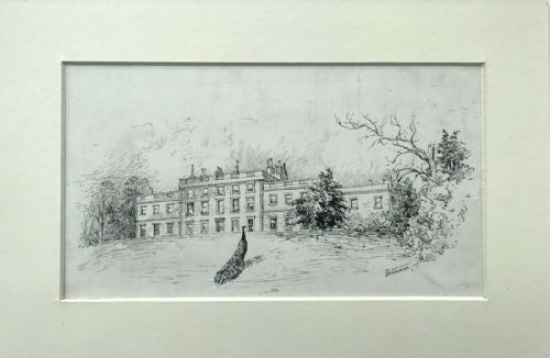 Signed Original Antique Ink Drawing Cannon Hall Cawthorne a Book Illustration for J S Fletchers "Picturesque History of Yorkshire"