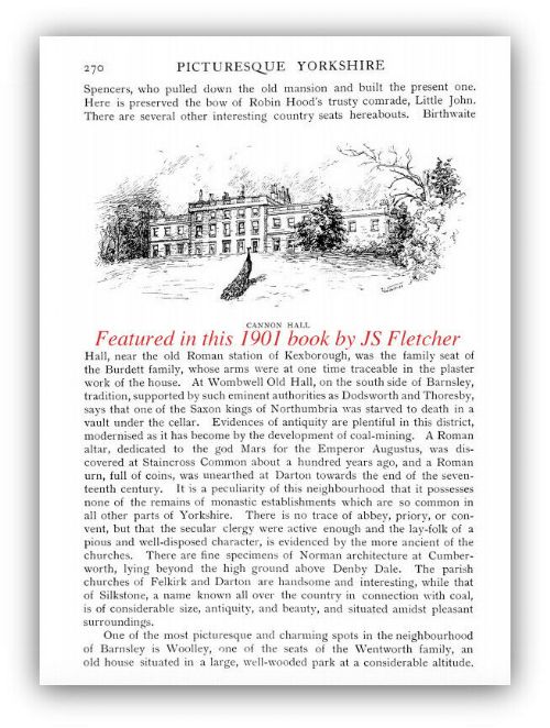 fig 1. Signed Original Antique Ink Drawing Cannon Hall Cawthorne A Book Illustration for J S Fletchers