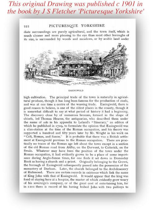 fig 1. Signed Original Antique Pen Ink Drawing Easingwold An Illustration for J S Fletcher's 1901 Book