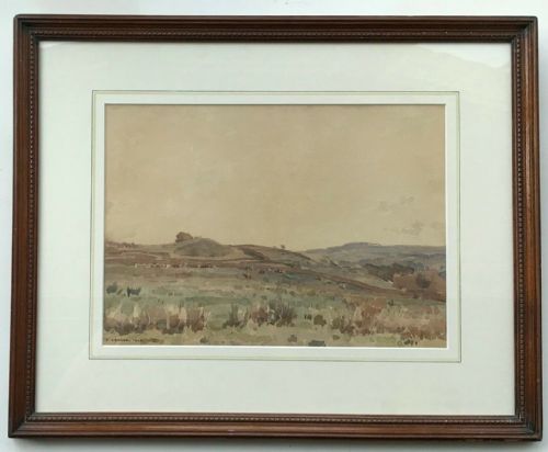 fig 1. Fred Lawson Signed 1921 Original English Antique Watercolour Painting Sneaton Near Whitby Yorkshire Landscape
