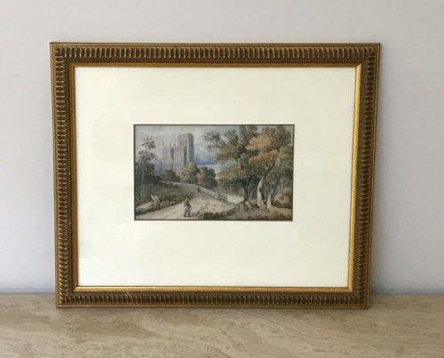 fig 1. Original Early 19th Century English Antique Watercolour Painting View of York Minster Inscribed Dated 1825