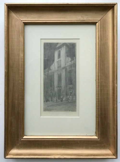 Sir Muirhead Bone Original Early 20th Century Signed Antique Pencil Drawing St Martins Ludgate Hill London