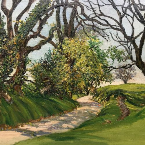 fig 3. Ernest Forbes RBA Signed Original 20th Century Oil Painting on Board Yorkshire Landscape Tree Scene