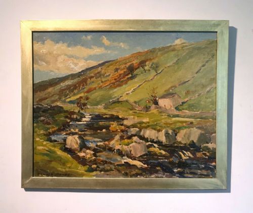 fig 2. Arnold Denby Signed Original Oil Painting Yorkshire Dales River Landscape View