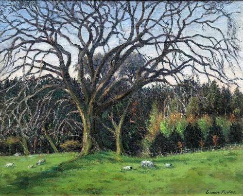 Ernest Forbes Rba Signed Original Oil Painting Yorkshire Landscape Trees Sheep