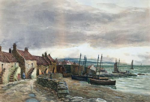 John Hamilton Glass Ssa Original Antique Watercolour Painting Buckhaven Scotland
