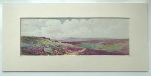 Signed a Harvey Belk 1921 Original Antique Watercolour Painting Moors Landscape