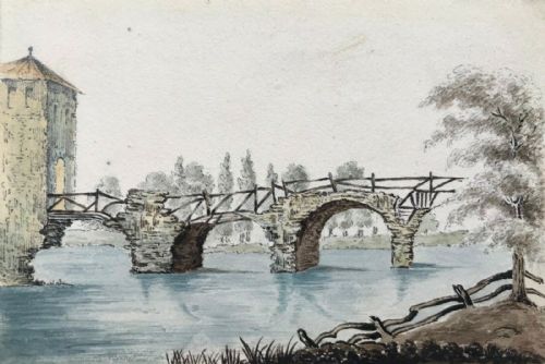 William Page Original Antique Watercolour Painting Bridge Augustus Narni Italy Italian Landscape