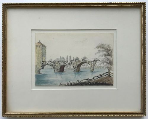 fig 1. William Page Original Antique Watercolour Painting Bridge Augustus Narni Italy Italian Landscape