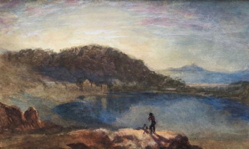 Circle of Jmw Turner Original Early 19th Century Antique Watercolour Painting Mountain Landscape
