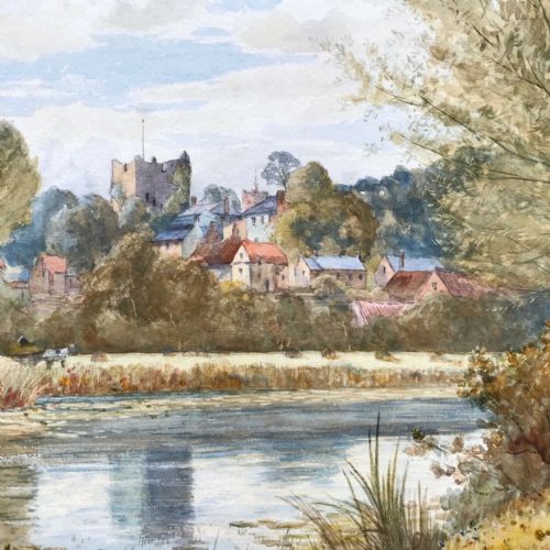 fig 1. Peter Buchanan Original English Antique Watercolour Painting Guildford Surrey River Landscape