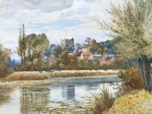 fig 2. Peter Buchanan Original English Antique Watercolour Painting Guildford Surrey River Landscape