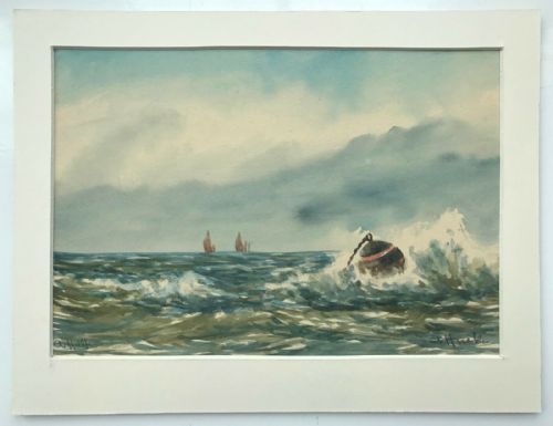 Signed a Hulk Original Antique Watercolour Painting Fishing Littlehampton Sussex