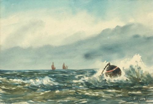 fig 1. Signed A Hulk Original Antique Watercolour Painting Fishing Littlehampton Sussex