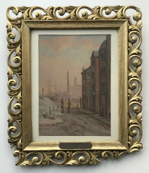 John Sinclair Ra Original 19th Century Antique Watercolour Painting Liverpool Street Scene