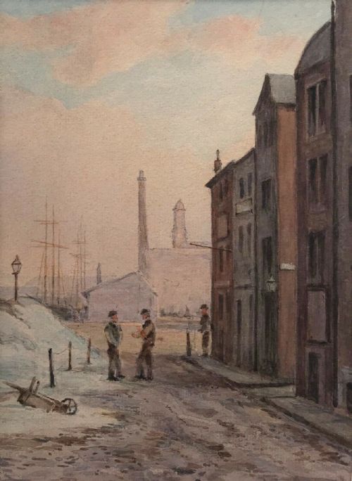 fig 1. John Sinclair RA Original 19th Century Antique Watercolour Painting Liverpool Street Scene