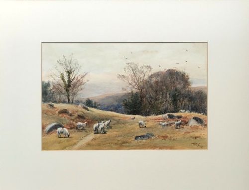 fig 1. John H Cole RCA Original Watercolour Painting Welsh Wales Sheep Landscape