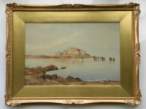 fig 1. Walter Witham Signed Original 19th Century Antique Watercolour Painting Coastal Landscape