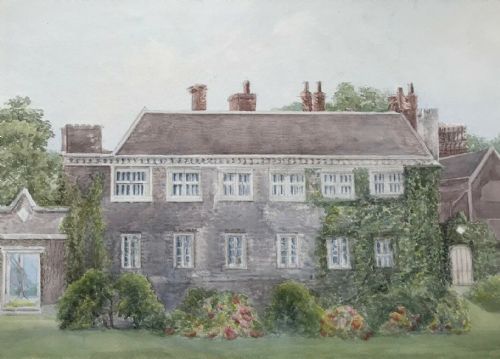 Original Late 19th Century Antique Watercolour Painting English Country House Landscape