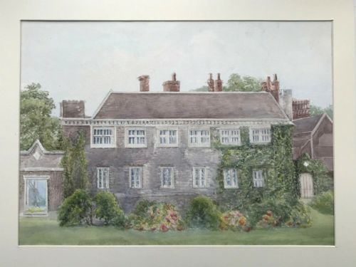 fig 1. Original late 19th Century Antique Watercolour Painting English Country House Landscape