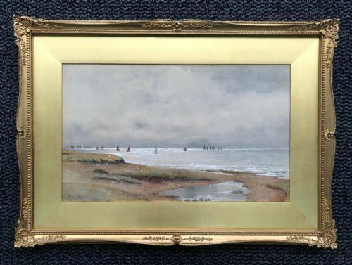 Walter Witham Original Signed 19th Century Antique Watercolour Painting Coastal Landscape