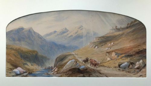 Signed Rowbotham 1862 Original 19th Century Antique Watercolour Painting Cattle Glen Finglas Scotland