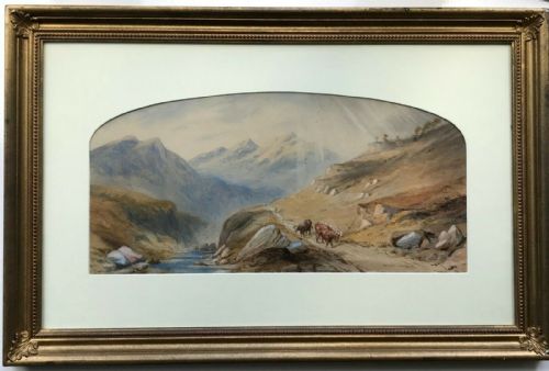 fig 1. Signed Rowbotham 1862 Original 19th Century Antique Watercolour Painting Cattle Glen Finglas Scotland
