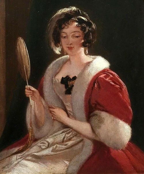 fig 1. Circle of William Edward Frost (1810-1877) Oil Painting on Wooden Panel Portrait of an Elegant Lady