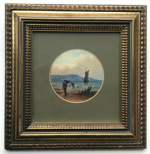 John Francis Branegan Original Antique Watercolour Painting Yorkshire Coast Fishermen View Seascape Landscape