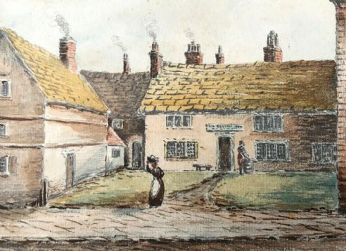 Chequers Inn Coal Pit Lane Sheffield Townscape Original Antique Watercolour Painting in Frame
