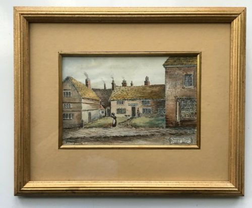 fig 1. Chequers Inn Coal Pit Lane Sheffield Townscape Original Antique Watercolour Painting in Frame