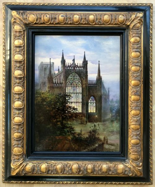 Frank Watson Wood (1869-1953) Original Early 20th Century Dated 1935 Oil Painting York Minster East Window View