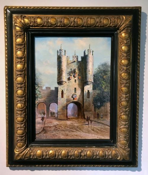 Frank Watson Wood (1869-1953) Original Early 20th Century Circa1930's Oil Painting York Micklegate Bar