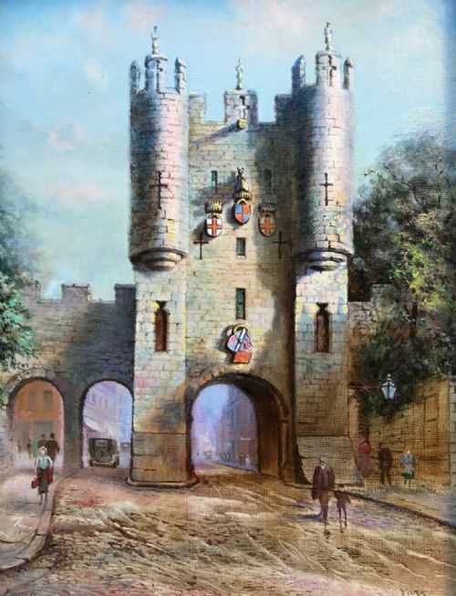 fig 1. Frank Watson Wood (1869-1953) Original Early 20th Century Circa1930's Oil Painting York Micklegate Bar