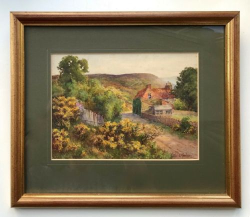 Fred W Graham Original Vintage Watercolour Painting Yorkshire Cottage Landscape